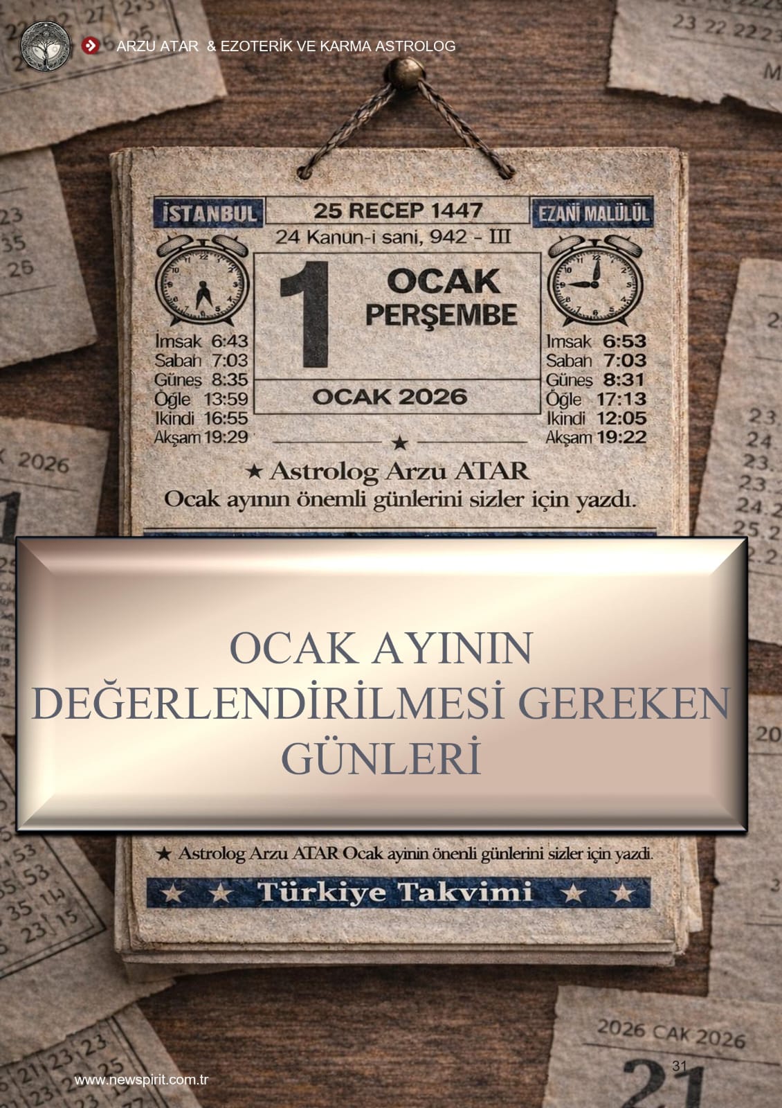 OCAK AYININ DEĞERLENDİRİLMESİ GEREKEN GÜNLERİ